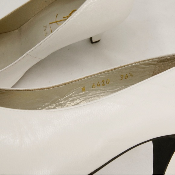Vintage Yves Saint Laurent YSL White Leather Pumps Heels - Picture 7 of 9